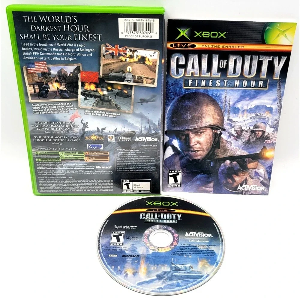 Call Of Duty: Finest Hour Microsoft Xbox‎ 2004 CIB COMPLETE IN BOX